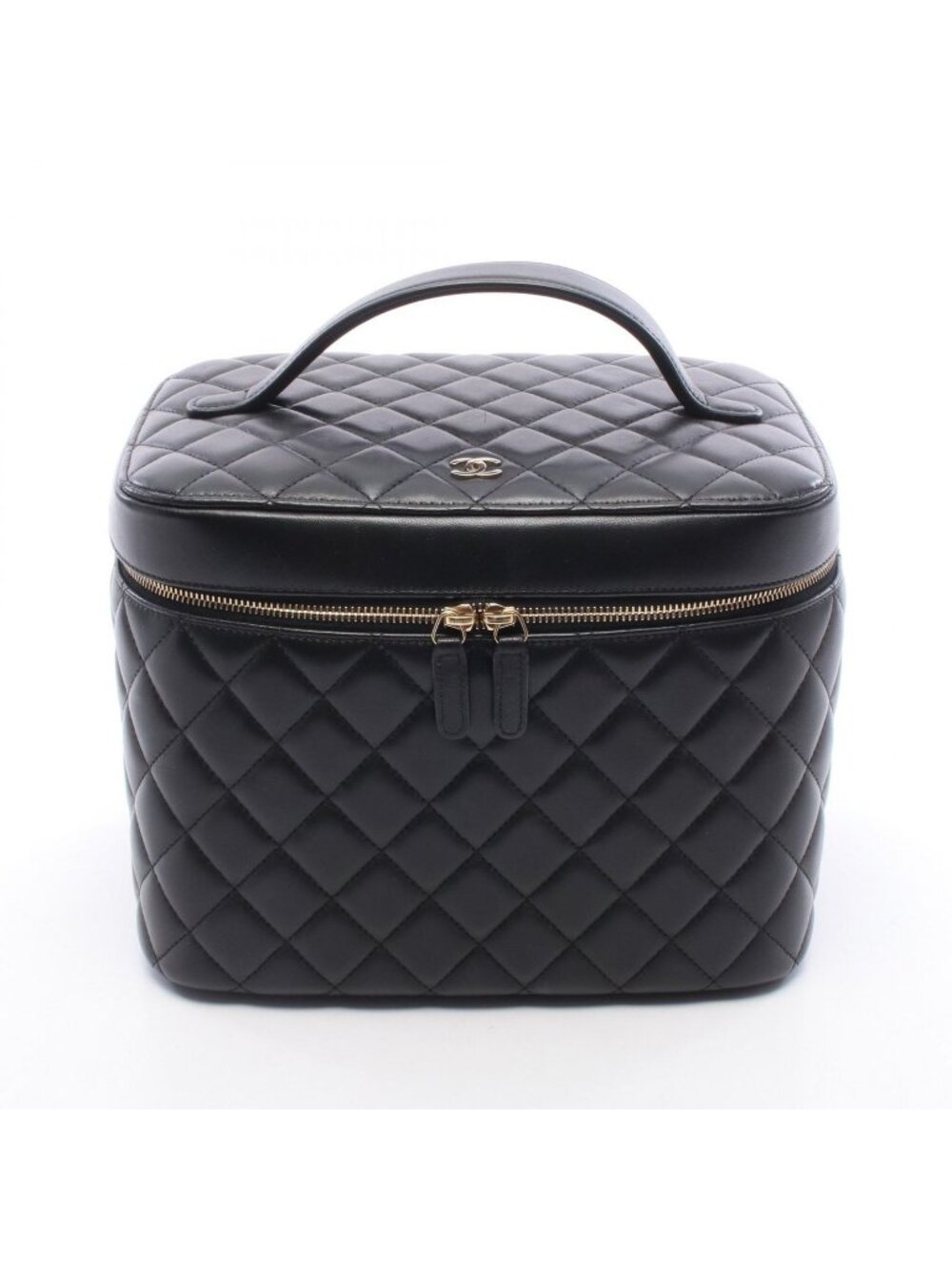 Chanel Handbag Quilted Black Lambskin Vanity Bag